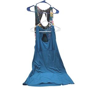 Secret Treasures XL Blue Floral Lace Back Chemise Nightgown Set 2pk Size XL
